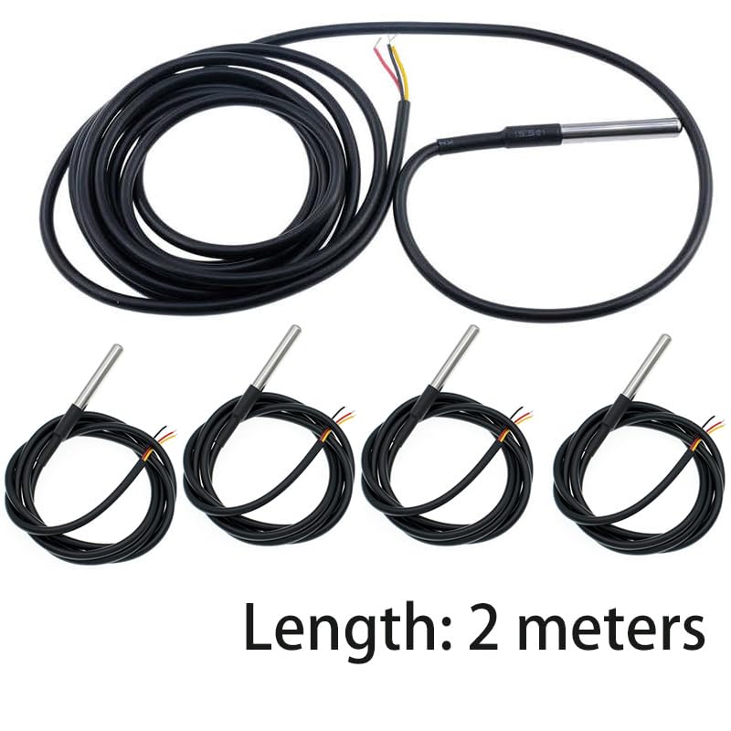 [Australia - AusPower] - 5pcs DS18B20 Temperature Sensor Temperature Probe Stainless Steel Package Waterproof 2M 