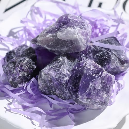 JOHOUSE 6 PCS Amethyst Crystal with Jar, 0.66LB Raw Quartz Purple