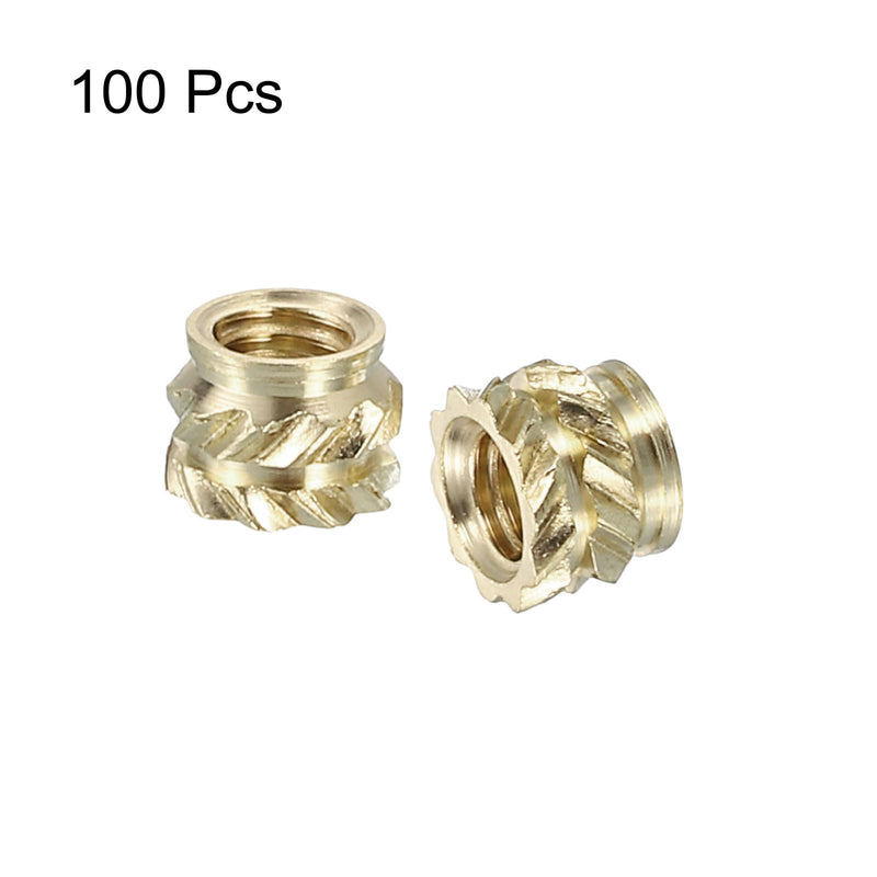 [Australia - AusPower] - uxcell Knurled Insert Nuts, 100pcs M2.5 x 3mm L x 4mm OD 3D Printing Brass Nuts Female Threaded Inserts Brass Heat Set Insert Embedment Nuts M2.5 x 3mm x 4mm 100 
