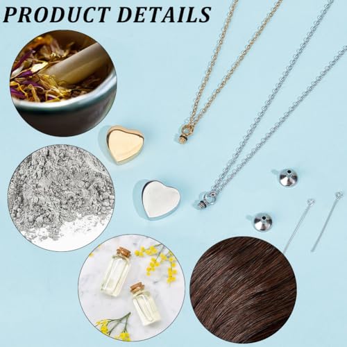 CREATCABIN Heart Cremation Jewelry for Ashes Urn Necklace Keepsake Cremation Jewelry Mini Stainless Steel Silver Memorial Urns Pendant with Funnel Pin for Bereavement Family Friends Gold & Sliver