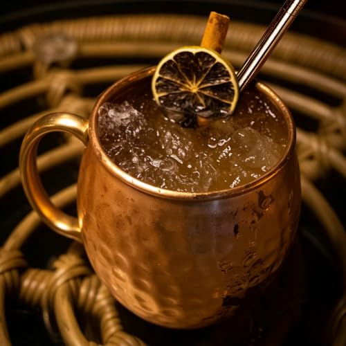TINSKY Moscow Mule Mugs with Handles 16oz 4 Set Pure Copper Cups for Drinking Hammered Copper Glasses, Welded Handles 4 Straws for Cocktails, Beer, Cold Drinks, Party, Gift Giving