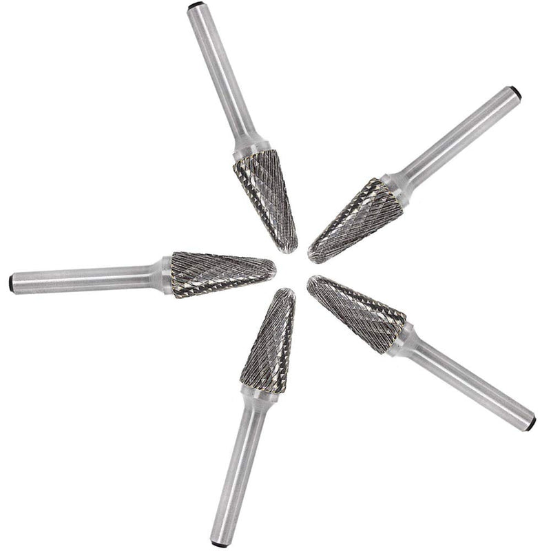 SL-4 5pcs Tungsten Carbide Burrs Cylinder Shape Double Cut Rotary Burr File(1/2" cutter Dia X 1"Cutter Length) with 1/4'' Shank dia,Pack of 5 SL-4 5PCS