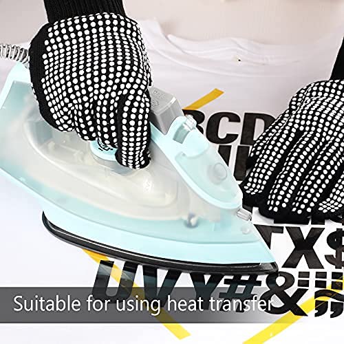 4 Pcs Heat Resistant Gloves and 1 Roll Sublimation Heat Tape, Thermal Transfer Gloves with Silicone Bumps High Temperature Sublimation Tape for Sublimations Thermal Transfer Press Hair Styling
