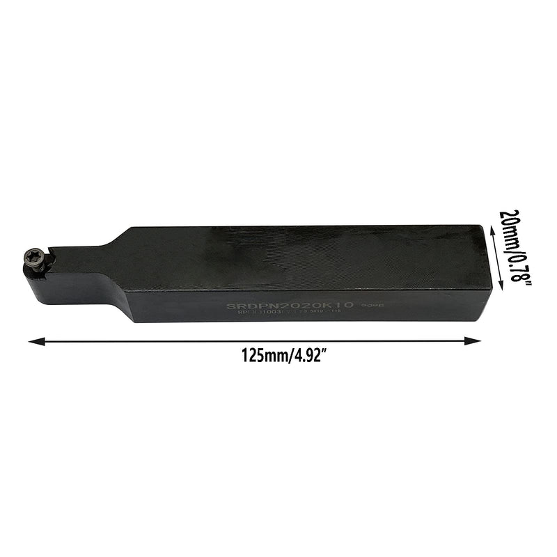 [Australia - AusPower] - SRDPN2020K10 (20mm*125mm) + RPMT10T3 45° Lathe Turning Holders Lathe Turning & Profiling Tool Holder for Round Carbide Inserts RPMT10 RPMT08 (SRDPN2020K10 + R5 inserts) SRDPN2020K10+R5 