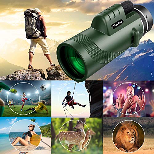 40X60 Monocular Telescope - High Power for Adults with BAK4 Prism. Includes Phone Adapter, Tripod & Hand Strap. Perfect for Bird Watching & Concerts