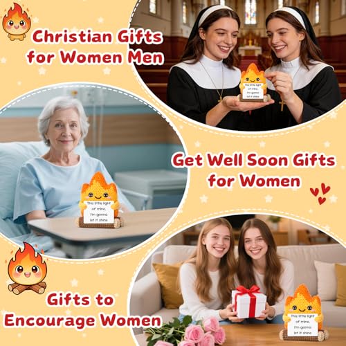 Inspirational Crochet Campfire Gifts for Women Men,Back to School Supplies Gifts for Kids Boys Girls, Christians Religious Affirmation Cheer Up Friendship Gift Shine