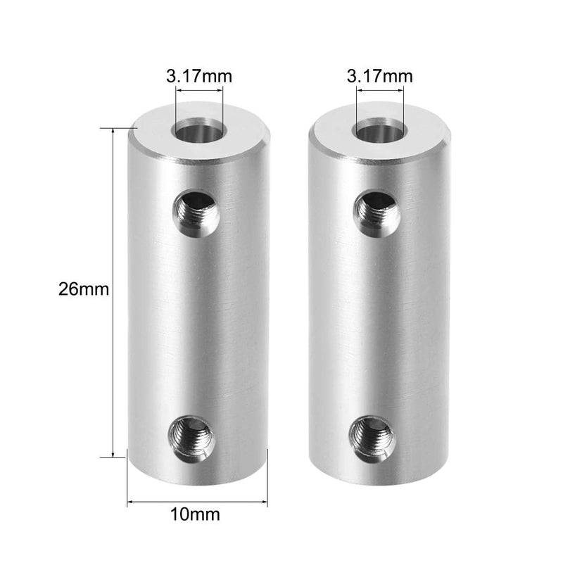 [Australia - AusPower] - uxcell 1/8 inch to 1/8 inch Bore Rigid Coupling Set Screw L26XD10 Aluminum Alloy,Shaft Coupler Connector,Motor Accessories 3.17mm to 3.17mm 