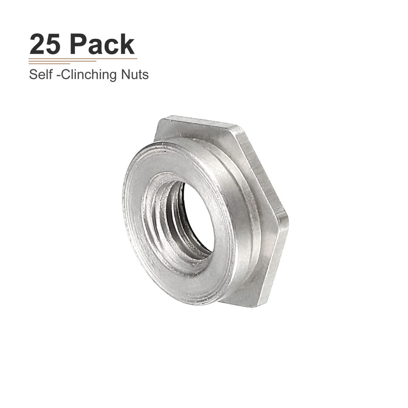 [Australia - AusPower] - M4 x 0.7mm(DxP) Self-Clinching Standoff Nuts - 25Pack - Good for Construction Industry - Carbon Steel Passivation Pressure Riveting Nut - Silver 