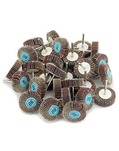 QWORK Pack of 30 Flap Sanders, Flap Sanders, 32 x 10 x 3 mm, 80 Grit for Rotary Tools