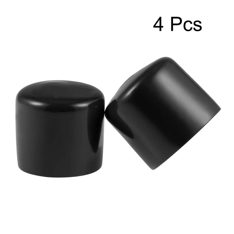 [Australia - AusPower] - uxcell 4pcs Rubber End Caps 38mm ID Vinyl Round End Cap Cover Screw Thread Protectors Black 