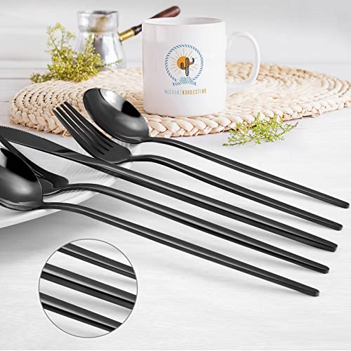 Black Silverware Set, KassKa 20 Pieces Flatware Cutlery Set, Stainless Steel Utensils Set Spoon Fork Knives Set for Home Restaurant and Kitchen, Mirror Polished Finished, Service for 4 Mirror Black 1