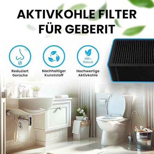 Activated Carbon Filter Compatible with Geberit DuoFresh - Replacement Filter - Odour Neutralisation, Odour Filter, Toilet Air Purifier - Made in Germany