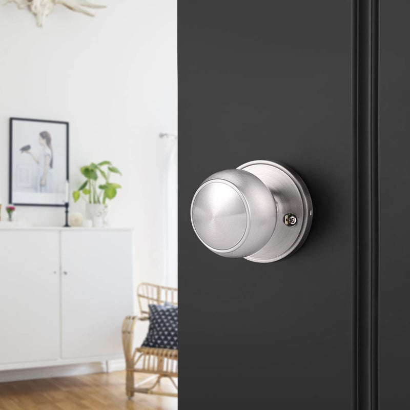 Probrico 6 Pack Classic Closet Door Knobs Dummy Door Knob, Individual Non-Turning Dummy Door Knob Single Side, Satin Nickel Interior Door Knobs, Easy Installation