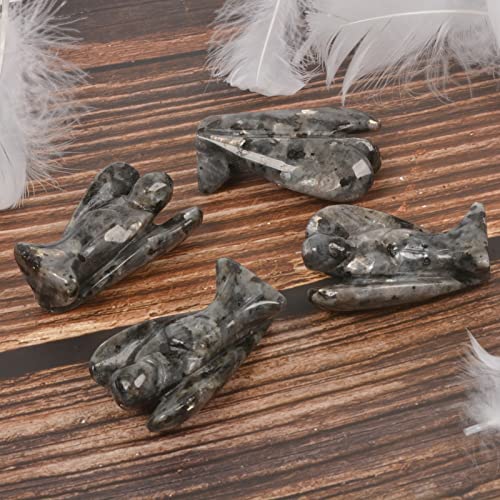 Justinstones Carved Larvikite Gemstone Peace Angel Pocket Guardian AngelHealing Statue 2 inch