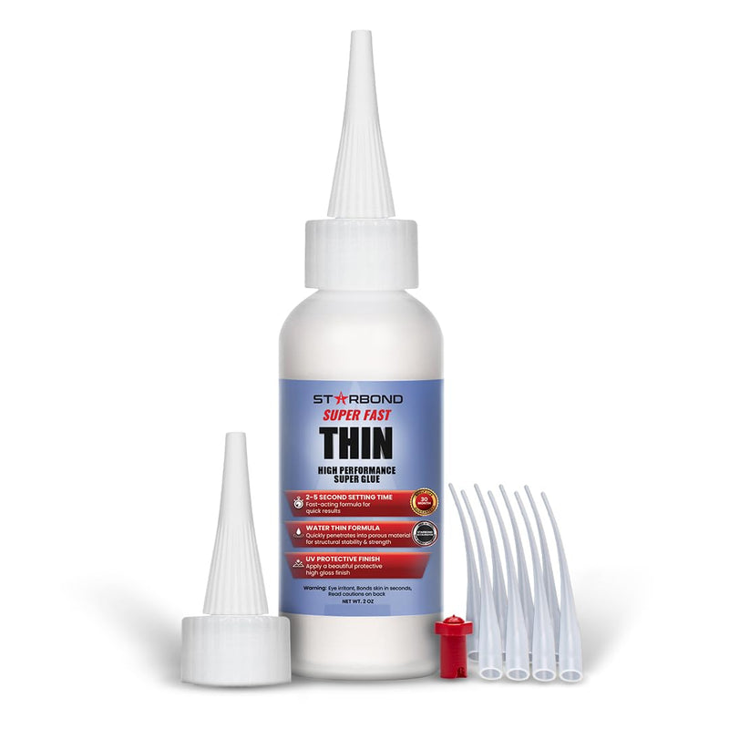 [Australia - AusPower] - Starbond 2 oz. Thin, Medium, Thick CA Glue with 6 oz. Activator Bundle (Premium Cyanoacrylate Super Glue) for Quick Glue-ups. Woodworking, Woodturning, Hobby Models, 3D Printing CA Glue + Accelerator Bundle 2 ounce, 6 ounce 