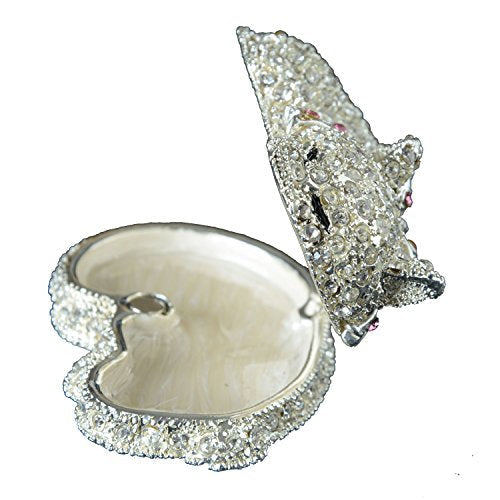 Crystal Cat Trinket Box Jewelry Box Hand Painted Decorative Box with Hinged Lid Ring Earring Holder Cat Figurine Collectible Crystal Cat