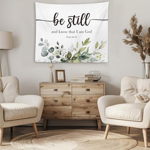 OXW Floral Christian Tapestry Wall Hanging, Christian Spiritual Decor Be Still And Not That I Am God