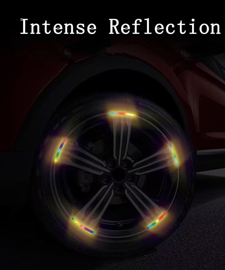 Reflective Rim Tapes, Rainbow Pattern, 9cm x 0.7cm, 20 Pieces, for Cars Motorcycles Bikes Sparkling White Diamonds