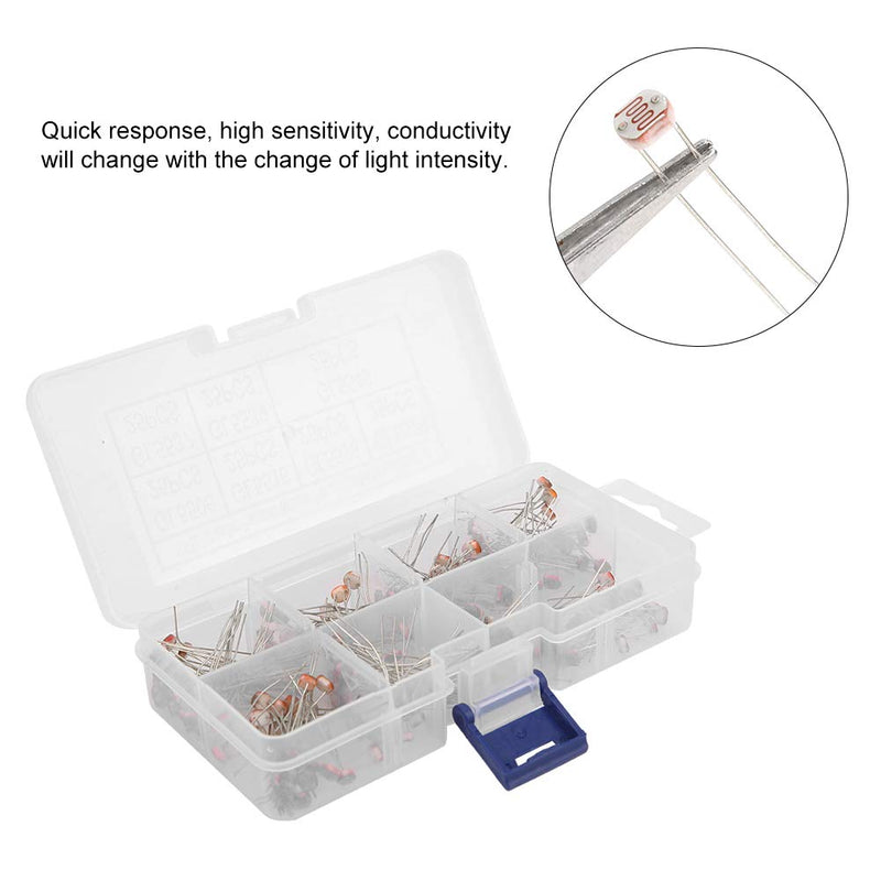 KIMISS 175pcs Photoresistor Kit - GL5506 GL5516 GL5526 GL5528 GL5537 GL5539 GL5549 for Electronics Projects