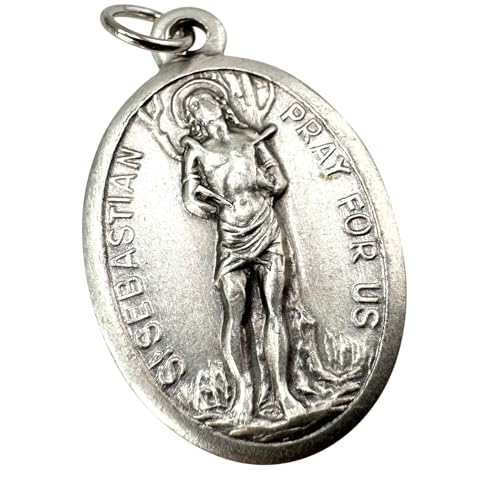 Saint Sebastian Medal Italian Metal Pendant Prayer Card Patron Athletes