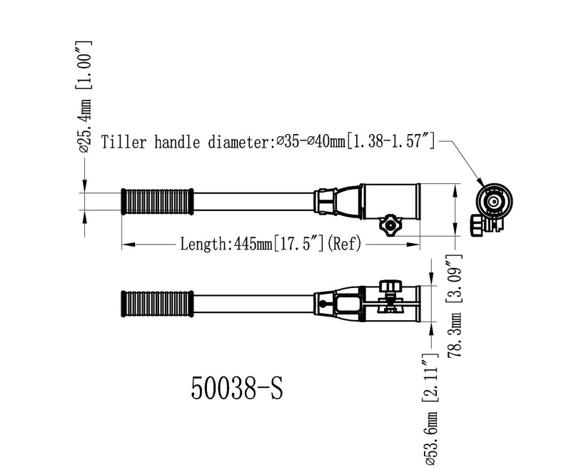 [Australia - AusPower] - Pactrade Marine Boat Tiller Handle Extension Ergonomic Grip Anodized Aluminum Tubing Suitable for Outboard and Hand-Operated Universal Trolling Motor (Fixed Length 17.5") Fixed Length 17.5" 