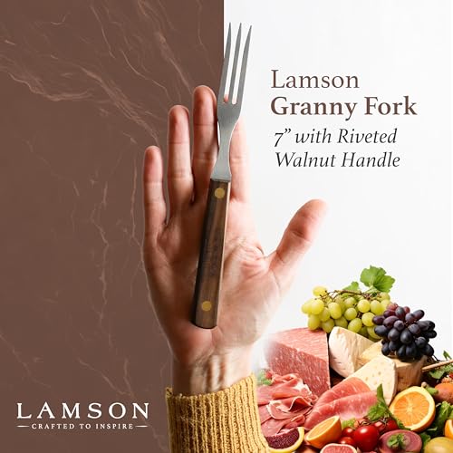 Lamson Pickle Fork, 3 Tine Stainless Cooking Fork, Walnut Handle, 7 In 3-Tines 7"