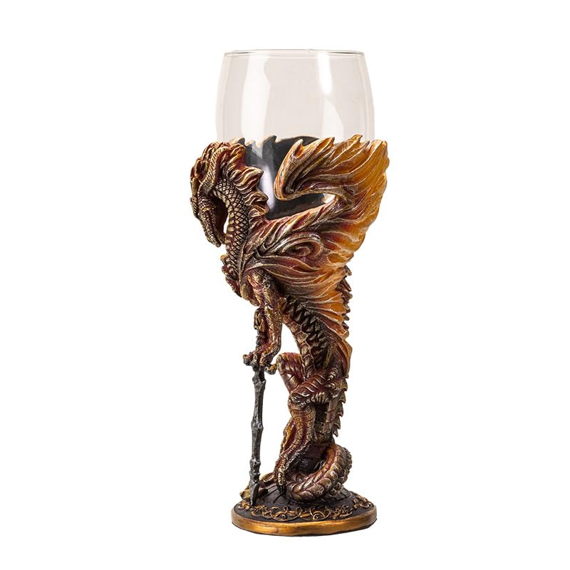 Pacific Giftware The Reptilian Eye Dragon Wine Glass Goblet Chalice 7oz Medieval Dungeons and Dragons Wine Cup Gift with Green Reptilian Eye Design (Yellow Medieval Dragon Blade)