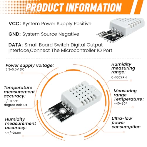 Aifeier ET DHT22 digital temperature humidity sensor module with cable, white 5-piece set