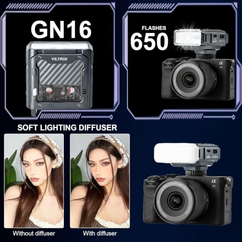 VILTROX 26Ws TTL Mini Flash Speedlite for Sony, GN16 1800mAh, 1S Rapid Recycle On-Camera Flash Mini Speedlight, Spark Z3-S Flash Speedlight with Diffuser Z3 For Sony