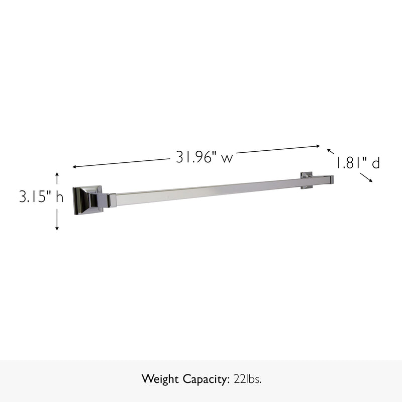 Design House 30 in Millbridge Towel Bar, Standard Wall Mount, Concealed Screws, Easy Installation, Polished Chrome, 31.96 in L x 1.81 in W x 3.15 in H, Item 533034 30 Inch 30 in. Wide Towel Bar