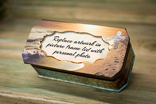 Cottage Garden John 3:16 for God So Loved the World Footprints in the Sand Design Jewelry Music Box - Plays Song Amazing Grace