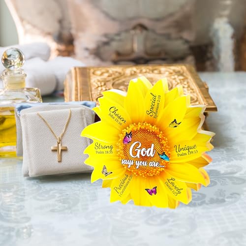 Gerrii Christian Gifts for Women Sunflower Bible Verse Plaque,Cute Flower