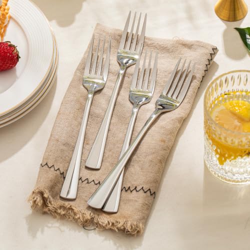 KINGSTONE Forks 12 Piece Dinner Forks Set, 18/10 Stainless Steel, 8.18 Inch Silver 12-Piece