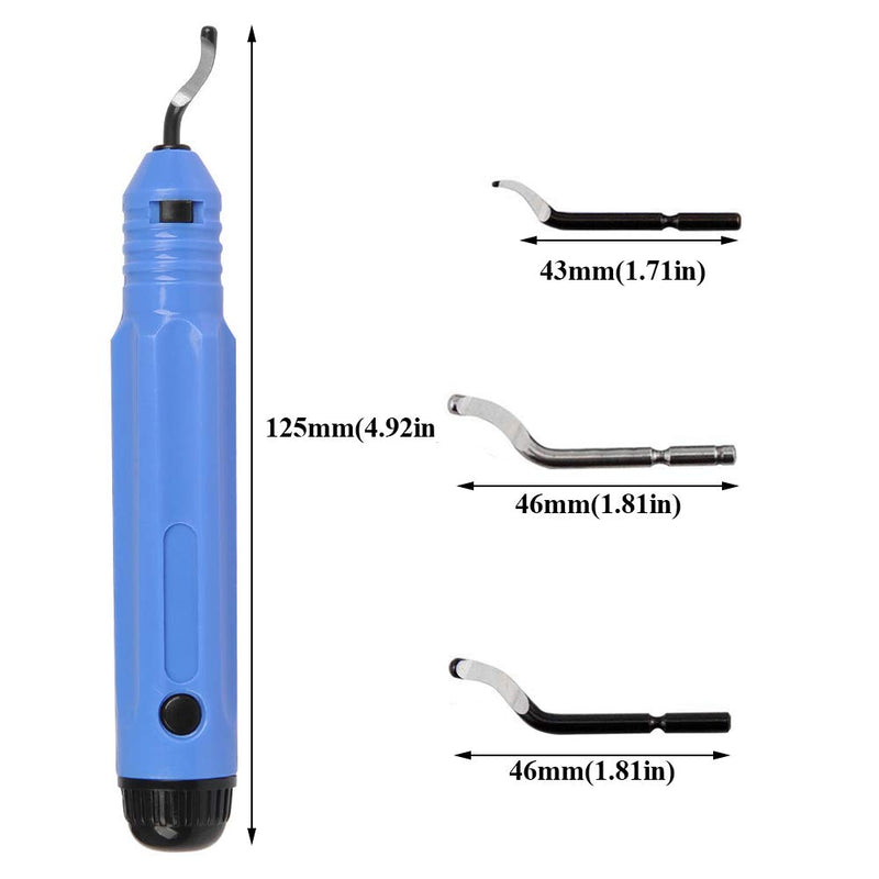 [Australia - AusPower] - Metal Deburring Tool Kit Deburring Cutters Set, Anti-Slip Handle with 15 High-Speed Steel Rotary Deburr Blades Set, Great Burr Remover Hand Tool for Wood, Plastic, Aluminum, Copper and Steel Blue 