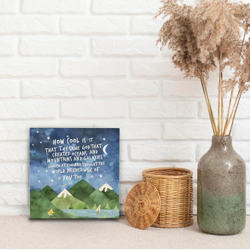 How Cool Is It The Same God Inspirational Wooden Sign Desk Decor 5x5,Bible Verse Sign,Positive Christian Home Bedroom Teens Room Nursery Classroom Dorm Shelf Table Decor