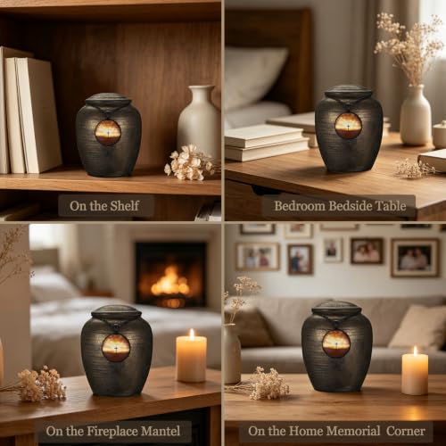 Dletay Small Urns for Human Ashes Gilded Ceramic Cremation Urns for Men Women Funeral Sharing Handcrafted Ashes Keepsake Decorative Memorial Mini Urn for Ashes Pet 3.54Inch Black-Gold