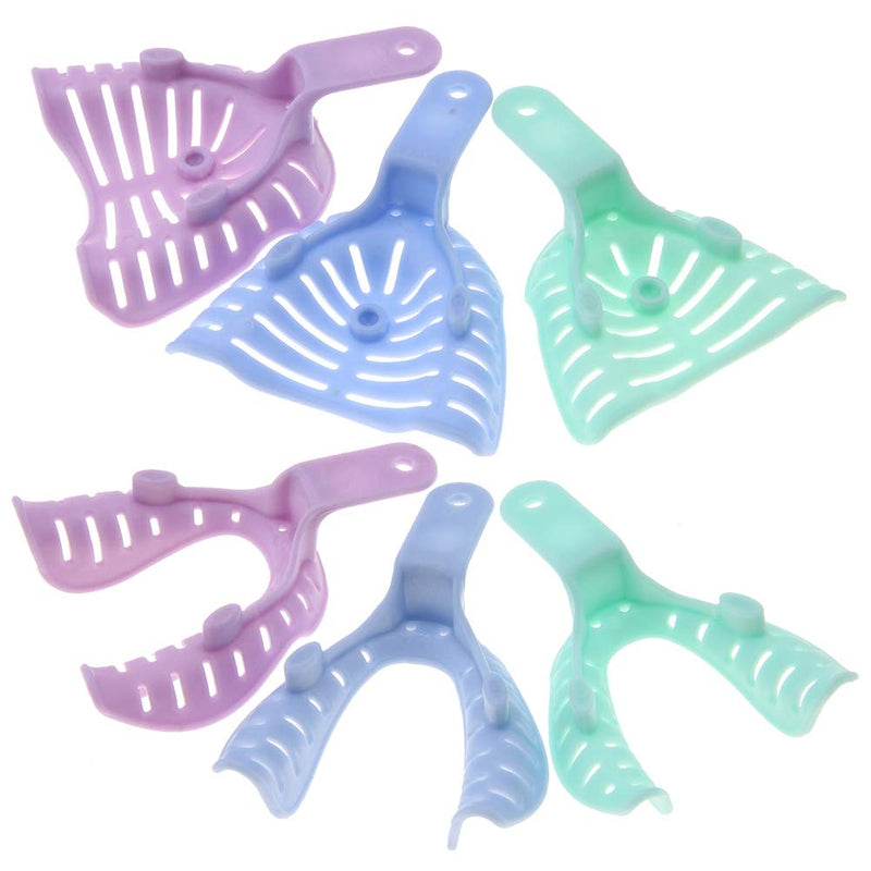 Akozon Dental Trays, 6 Pieces Mixed Colour Plastic Dental Impressions Trays Teeth Materials Holder