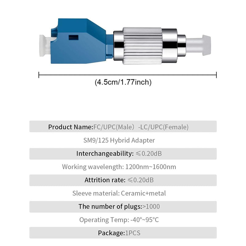[Australia - AusPower] - 3 Pcs Single Mode 9/125um FC Male to LC Female VFL Fiber Optic Adapter and 3 Pcs Singlemode LC/UPC Fiber Optic Loopback Adapter Tester - SM Duplex Connector Test Plug for Optical Cable Testing 