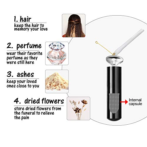 Dletay Cylinder Cremation Urn Necklace for Ashes Memorial Keepsake Pendant with Angel Wing Stainless Steel Remembrance Jewelry non-engraving Black-L