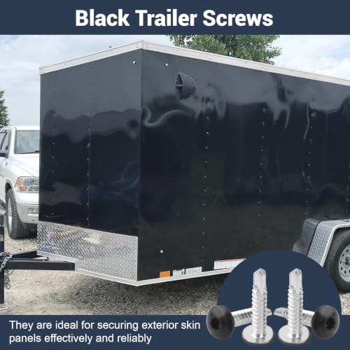 JCZ black #10 x 1-inch self-tapping enclosed trailer screws for RV, 150-piece set