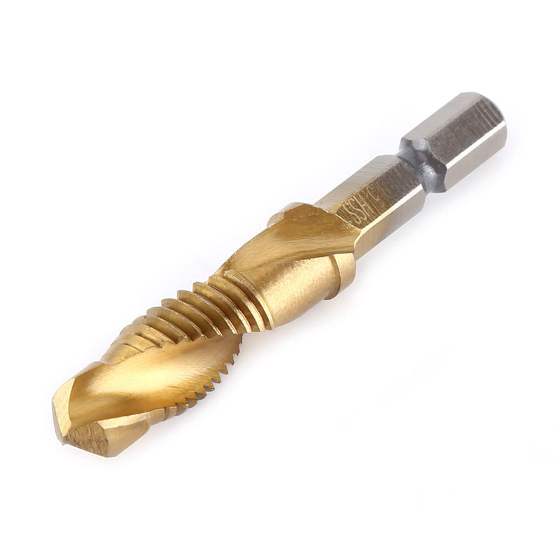 [Australia - AusPower] - 6 Pieces Machine Tap Set Titanium Spiral Groove Drill Tap Metric M3 M4 M5 M6 M8 M10 Thread Cutting Tool 