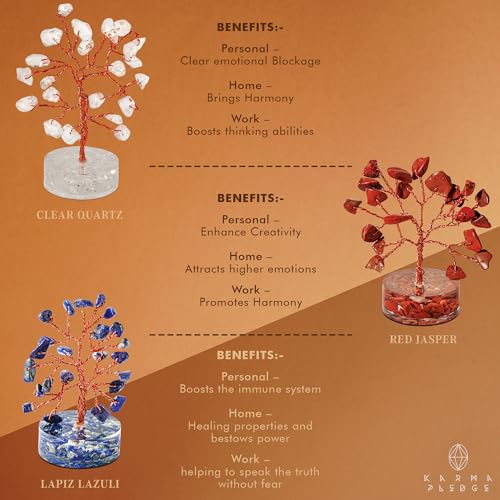Set of 12 Crystal Trees Unique Birthday Gifts for Women, Mom & Dad, Orgone Base Handmade Reiki Healing Stones for Home, Office Desk Decor, Bring Money, Positivity, Spiritual Good Luck Gifts Orgone Base Set of 12 Trees