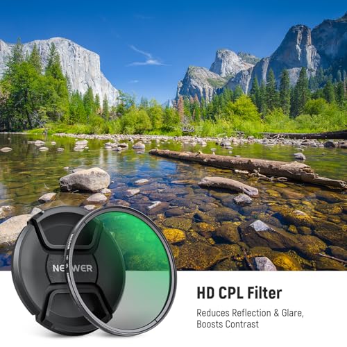 NEEWER 82mm CPL Filter with Lens Cap, Ultra Thin Circular Polarizing Filter, Nano Coating, HD Optical Glass for Camera Lens, Reduces Reflection and Glare Increases Contrast