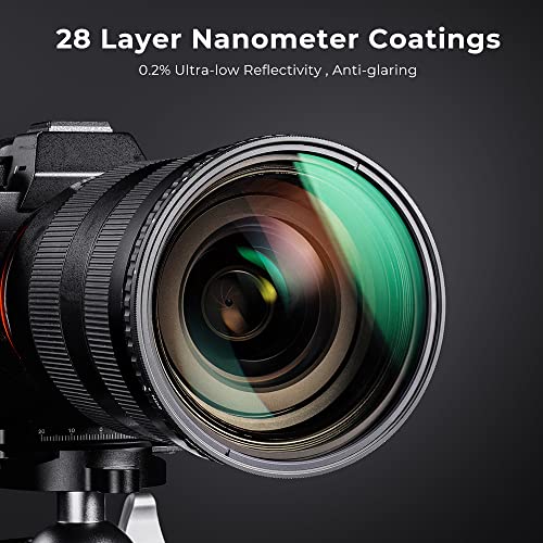 K&F Concept 62mm Variable ND Filter ND2-ND32 Camera Lens Filter (1-5 Stops) No X Cross HD Neutral Density Filter with 28 Multi-Layer Coatings Waterproof (Nano-X Series)