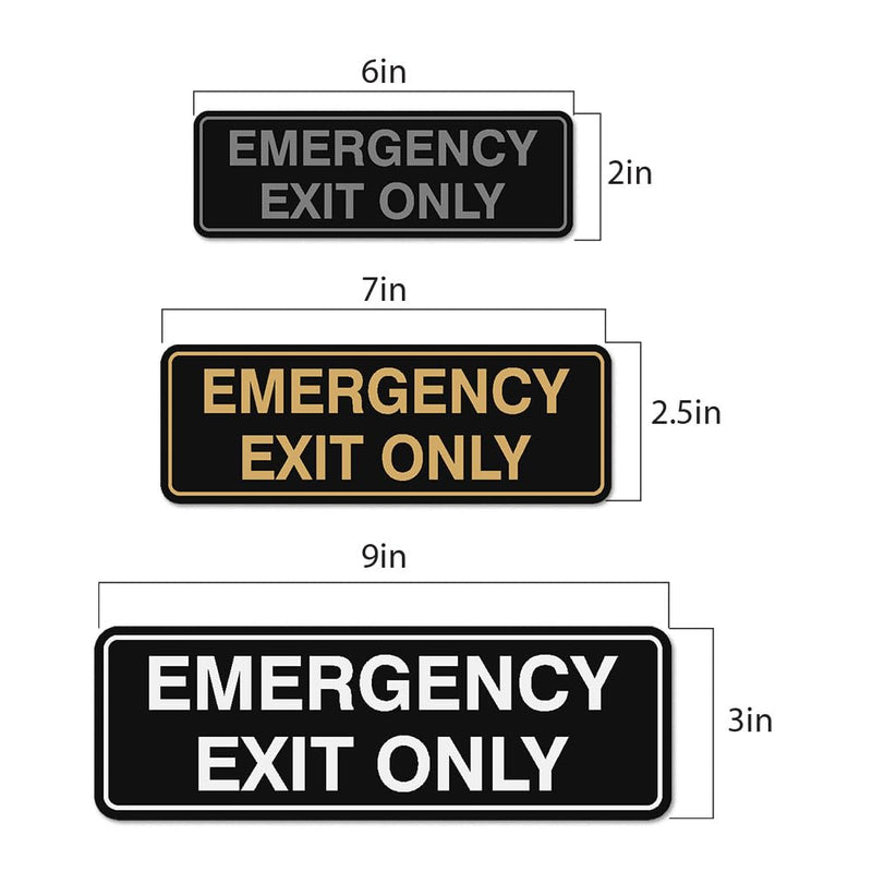 Signs ByLITA Standard Emergency Exit Only Sign - Easy Installation | Durable Wall or Door Sign (Black) - Large 2 Pack 3 x 9" - Large (2 Pack) Black