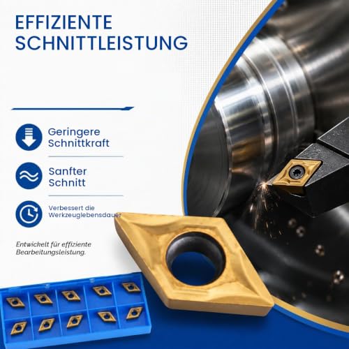 Samfox DCMT51.51 (DCMT070204) DCMT Reversible Plates Multilayer Coated CNC Inserts for Rotary Tool Holder Replacement Inserts with Box of 10