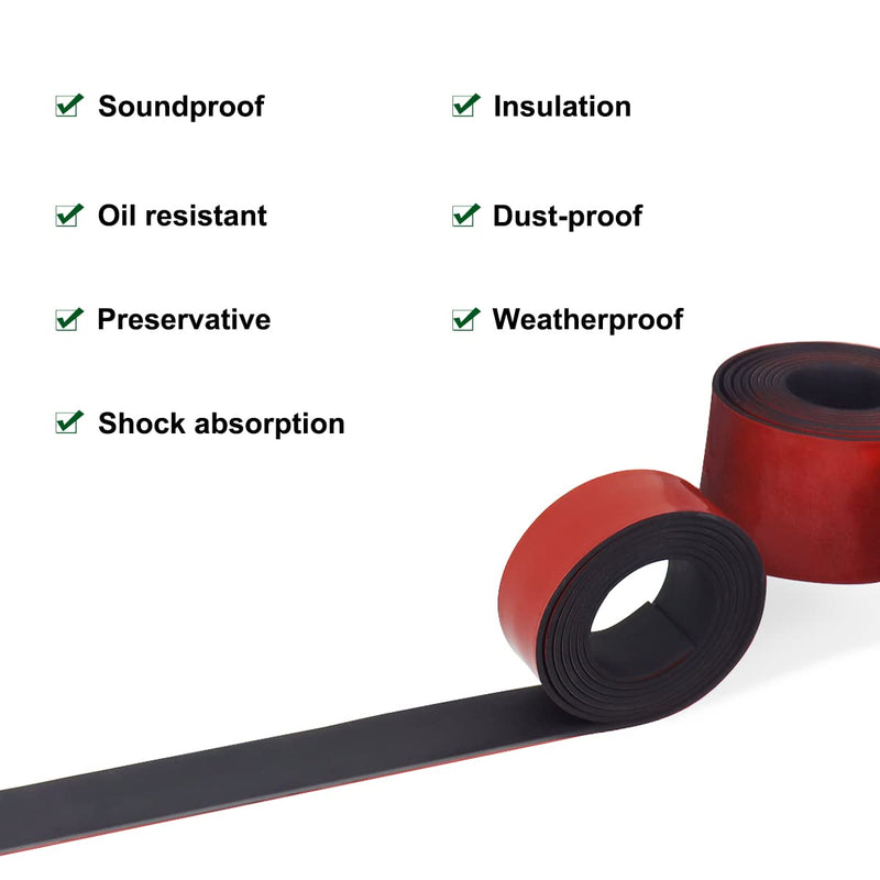 Rubber Strips with Adhesive Backing 1 in x 1/8 in x 10 FT Neoprene Gaskets and Seals, Rubber Sheets, Rolls & Strips for Gaskets Pads Seals Crafts Protection 1In x 1/8In x 10Ft Backing Adhesive