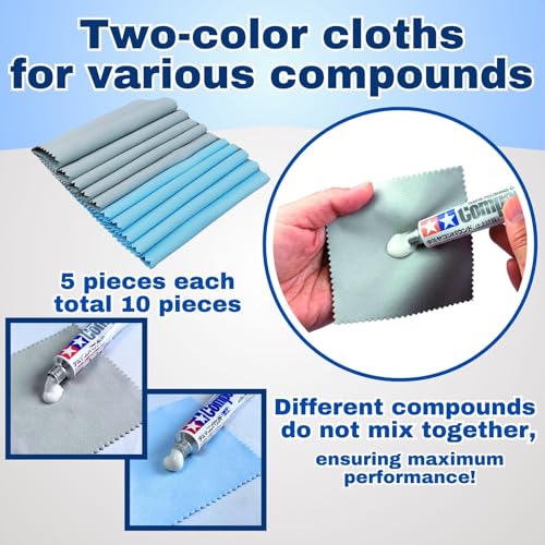 Someie Tamiya polishing paste fine and finishing compounds with two-color compound applicator cloths, 10 sheets