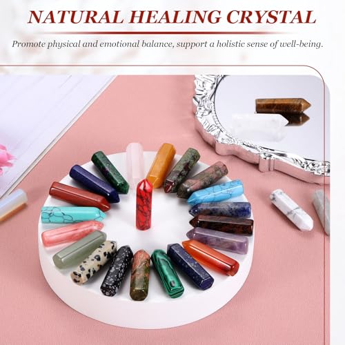 MECCANIXITY Crystals Wands Clear Quartz Hexagonal Faceted Single Points Towers Pocket Polished Stone Bulk for Energy Chakra Meditation Crystal Healing, 33 x 8mm (White),10Pcs White (White)