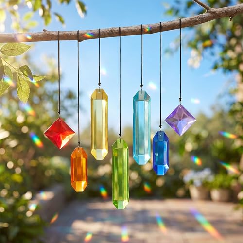 7Pieces Rainbow Prisms Crystals Suncatcher for Window Hanging Rainbow-1